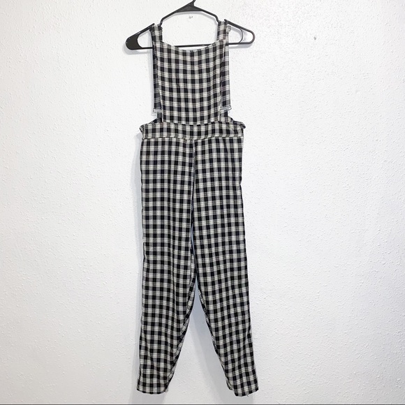Poof! Pants - POOF! Plaid Sleeveless Long Pant Overalls, Size Medium